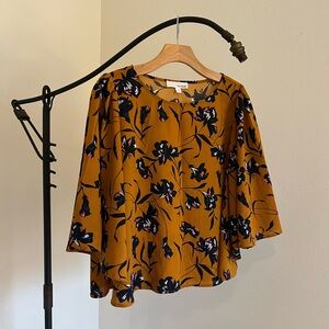 A New Day Mustard Floral Blouse